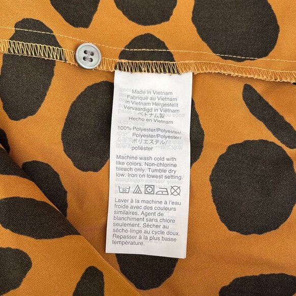 J. Crew Long Sleeve Ruffle Front Wavy Dots Popover Blouse Yellow & Black Women S - Picture 11 of 16